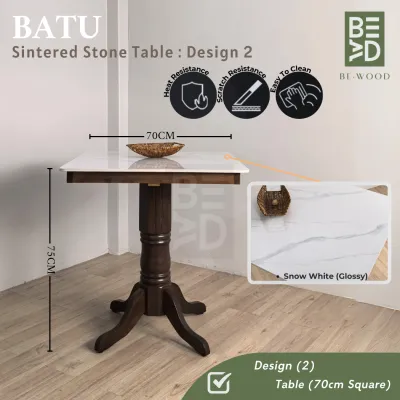 BATU Sintered Stone Dining Table 3ft Round / 2.5ft Square Dining Table With Stools Meja Makan Bulat Segi Empat (BE WOOD)
