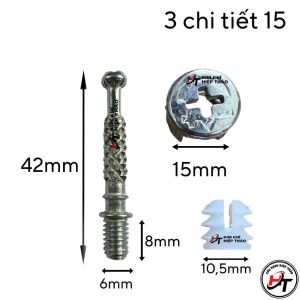 Ốc cam liên kết gỗ chốt cam âm 3 thành phần và 2 chi tiết d12 d15 OC2TP