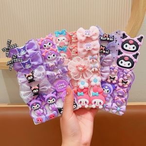 18PCS Cute Childrens Sanrio Kuromi Melody Cinnamoroll Baby Hair Accessories Girl Bangs  Clip Princess Cartoon Headdress