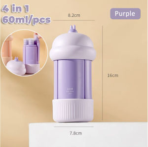 4PCS 90ML Portable Silicone Travel Bottle Set Refillable Shampoo Bottle Dispenser Organizer Zipper Travel Container