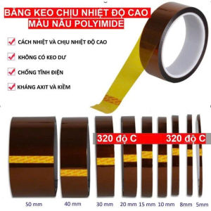 Băng keo chịu nhiệt độ cao màu nâu polyimide Kapton băng dính dán bảng mạch diện tử bảo vệ bảng mạch PC CPU