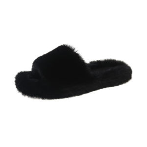 Large Size Slippers For Spring And Autumn High-End Feel Versatile For Outdoor Wear In Winter Lazy Flat Plush Slip-On Home Cotton Slippers