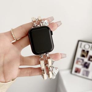 Leather Strap With Decoration Pendant for Apple Watch Band 44mm 49mm 42mm Apple Watch Series 9 38mm 40mm Belt Loop bracelet for iWatch series 9 SE 8 7 6 5 4 3