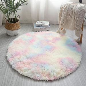 Living Room Bedroom Tie-Dye Area RugRugs Living Room Large FauxLong hair round carpet KMV Trading