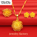 Gold Chain 916 Gold Necklace Ladies Lotus Pendant Jewelry Set New Year Gift. 