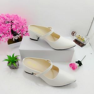Toko Alika - Sandal Sepatu Wanita Hak Tahu 5cm Putih Terbaru