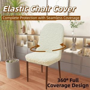 BEDDEH Wrinkled Fabric Elastic Chair Cover Breathable Stretchable Chair Seat Cover Universal Pet-Resistant Dining Chair Cover Home Use