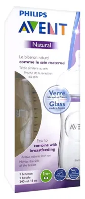 Avent Natural Glass Baby Bottle 240ml 1 Month and +