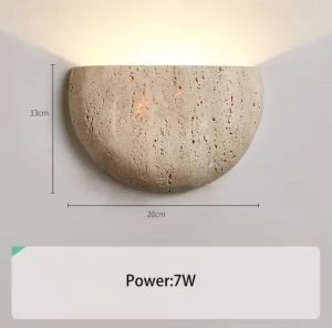 Wabi Sabi Yellow Marble Wall Lamp Led Bedside Japan Bedroom Living Room Wall Light Travertine Stair Corridor Decor Home Sconce