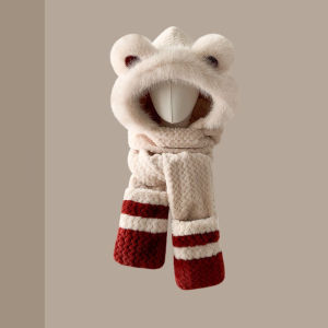 MKEB กันลม ชุดถุงมือหมวกผ้าพันคอ วันพีซ ป้องกันหู หมวกผ้าพันคอคอ น่ารักน่ารักๆ หนาขึ้น หมวกหูหมี