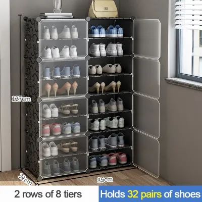 Happihaus Shoe Rack Multi-Layer Shoe Cabinet Dust-Proof Storage Boxes With Door Shoe Box Stackable