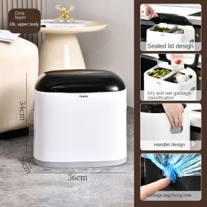 kitchen trash can household thickened with cover capacity double-layer dry and wet separation