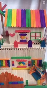 Cale 50 pcs School popsicle sticks Wooden Popsicle Stick Ice Cream Sticks Arts & Crafts