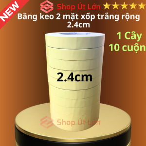 Băng keo 2 mặt xốp trắng rộng 24cm - dầy 3mm - dài 6 mét lõi giấy 3mm