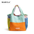 MABULA Colorful Nylon Woman Tote Handbag Patchwork Lightweight Letter Embroidery Fashion Phone Purse Girl Casual Shopping Bag. 