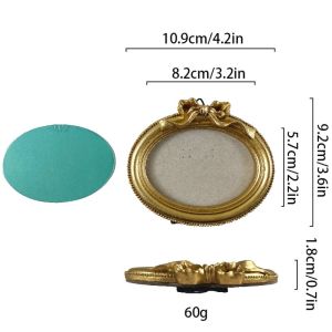 WARM Gold Baroque Style Photo Frame Resin Mini Photo Display Holders Unique Antique Picture Frame Ornaments Tabletop Wall Decor