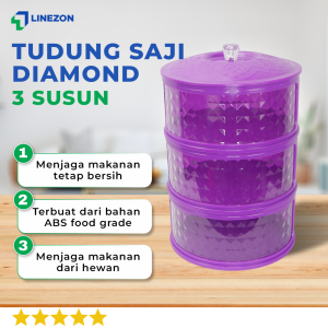 [Diamond] Rak Makanan Susun UNGU 3 tingkat / Penutup Makanan Susun / Tutup Makanan / Food Cover / Penutup Makanan Insulasi Tahan Panas / Tudung Saji Susun