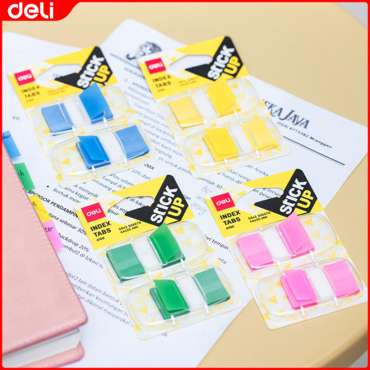 Deli 100 Sheets Sticky Notes Set Pad School Supplies Flags Tabs Markers ...