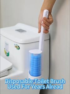 [SG Stock]Disposable Toilet Brush Set 360° Cleaning Brush Replacement Wall-mounted No Drilling 一次性马桶刷