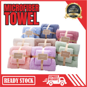 MurahLiving 2IN1 Luxury Super Soft Towel Set Microfiber High Absorbent Soft Bath Towel + Face Towels Tuala Mandi