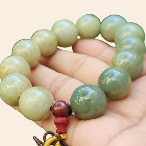 15.5mm Bracelet SG Seller Store - Light Green with Brownish Yellow Natural Type A Jadeite Jade certificate weighs 81.97 grams (bracelet30)