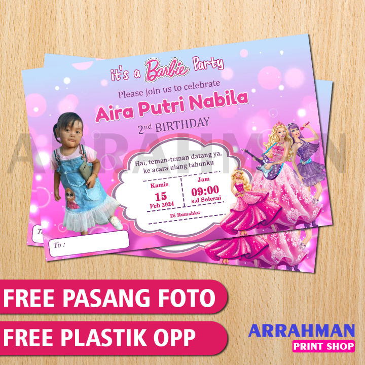 Kartu Undangan Ulang tahun Anak Custom ( FOTO & NAMA ) Ukuran 12x8 cm