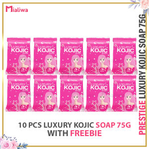10 Pcs Prestige Luxury Kojic Soap 75g Sabon Pampaputi Exfoliating Moisturizing Facial Body Wash Moisturizer Glycerin Acne Pimples Pores Minimizer Pekas Melasma Scar Blemishes Blackheads Wrinkles Dark Spots Hydrating Beauty Glass Skin Care For Men & Women