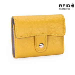 First Layer Cowhide RFID Anti-Magnetic Small Card Holder Ladies Korean Japanese Style New Style Genuine Leather Short Coin Bag