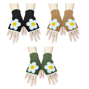 2 gói phụ nữ ngắn găng tay đan hoa phong cách găng tay Găng tay thoải mái cho quần áo mùa đông thời trang