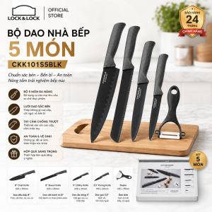 Bộ Dao Nhà Bếp 5 Món LocknLock CKK101S5BLK – Bộ Dao Bếp Đa Năng Dao Cắt Thái Gọt Tiện Dụng