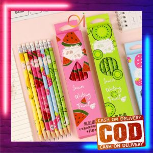 AI-A49 Pensil 12pcs Alat Tulis Sekolah Pencil Fruits With Eraser Import / Pensil Kayu Set 12IN1 Motif Buah Dengan Penghapus Praktis