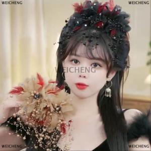 [COD] WEICHENG Fashion Elegant Feather Flower Tassel Shark Clip Women Headwear Hair Accessories Decoration