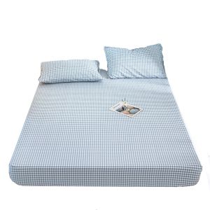 Dansunreve Fitted Bedsheet Simple Lattice/grid Design Mattress Protector Bedsheets Pillowcase Fitted Bed Sheet Super Single Queen King Size