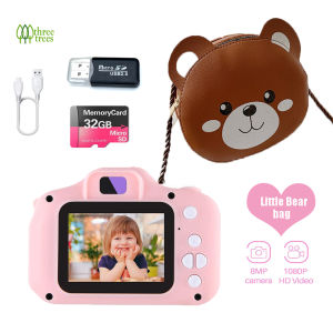 threetrees Toy Camera For Kids 32GB Memory Card And Little Bunny BagDigital Camera with 2 Inch 1080P HD IPS Display Screen And 8MP Camera Outdoor PlayBirthday Gift For Girl Boy