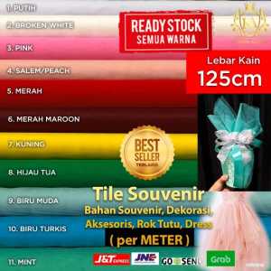Kain Tile Kaku Meteran Tulle Kasar Polos Kain Jaring Souvenir Tila Hampers Dekorasi Wedding Veil Bahan Rok Tutu Aksesoris Murah Kurnia Agung