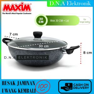 Maxim Neostone Wok Pan 30cm Panci Wajan Wok Maxim 30 CM + Tutup Kaca Anti Lengket