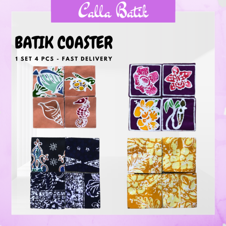 Cup Coaster Pad Batik Handmade DIY Coaster Set Hand Drawn Block