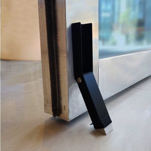 Stainless Steel No Drill Door Stoppers Heavy Duty Kick Down Door Stop Windproof Anti-Pinch Hand Foot Step on Door Stop