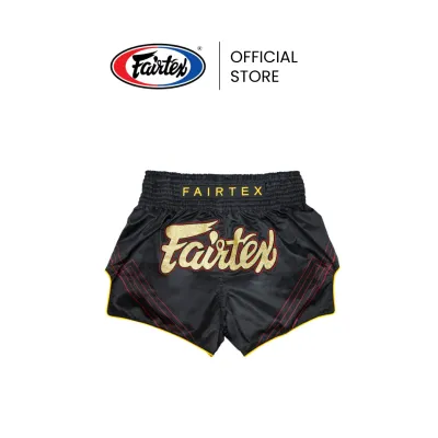 Fairtex กางเกงมวย Red Line รุ่น BS1925 สี Black กางเกงมวยไทยผ้าไมโครซาติน แถบยางยืด 8 แถว กระชับขึ้น กางเกงนักมวยสำหรับซ้อมหรือแข่งขัน
