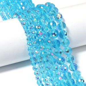 FLYING 6/8/10mm Sizes Faceted Glass Beads Pink Blue 96-faceted Jewelry Making Beads Sparkling Plating Clear Loose Spacer Beads for Jewelry Making