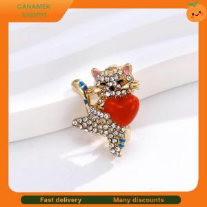 ❣️❣️❣️ Hold Heart Cat Brooch Pins For Women Lady Cute Rhinestone Pets Animal Clothes Collar Brooches Badge Gifts