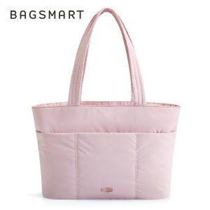 BAGSMART New Tote Bag Puffer Waterproof Compartment Shoulder Bag 14" Fashion Handbag for Travel