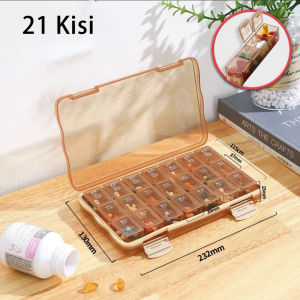 Kotak Obat 7Hari Tempat Obat Harian 21/ 28Slots Weekly Medicine Tablet Holder Storage Pill Box