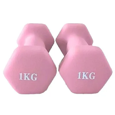 New Hexagon Shape Vinyl Coated Dumbbells 1kg/2kg/3kg/4kg - Anti-Slip Grip Solid Cast Iron Weight for Strength Training