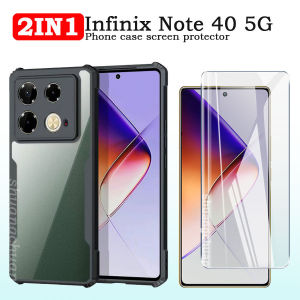 2IN1 For Infinix Note 40 Tempered film Infinix Note 40 5G acrylic four corners raised anti-drop transparent shell Phone case