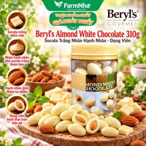 Sôcôla Beryls Almond White Chocolate 410g - Sô cô la Trắng và Hạnh Nhân Thơm Giòn