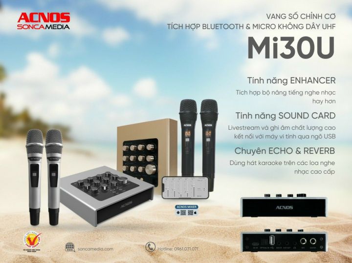 [ CHÍNH HÃNG ] Vang Số Chỉnh Cơ Tích Hợp Bluetooth & Micro Acnos MI30U, Tính Năng ENHANCER (Có Nâng Tiếng, Livestream, Ghi Âm) Thiết Kế Nhỏ Gọn, Có Thể Kết Nối Với Điện Thoại, Dùng Hát Karaoke Trên Các Loa Nghe Nhạc Cao Cấp