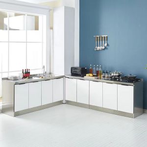 Ready stock！Kabinet dapur Stainless Steel Kitchen Cabinet High Quality Kitchen Cabinet Simple Assembly Economical Stove Sink Kitchen Cabinet Dapur Murah 不锈钢橱柜