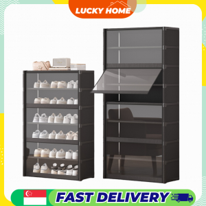 Flip Dustproof Shoe Cabinet with Clear Door / 30cm Deep Large Shoe Rack Organizer/readystock
