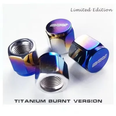 SG SELLER! Rays Titanium Burnt Version Design Tyre Valve Wheel Air Cap Cover For Car Motorcycle Bike Bicycle (Universal Fit) (4pcs)